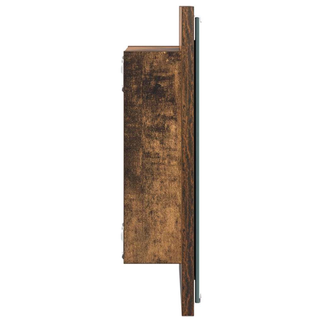 Specchio da Bagno a LED Rovere Affumicato 40x8.5x37 cm Legno Composito