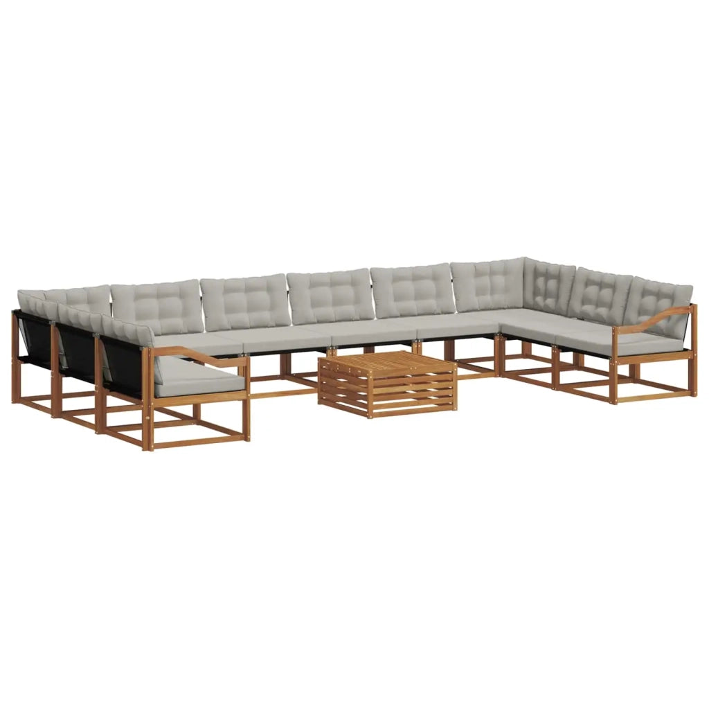 Set di divani da esterno 11 pcs Grigio Naturale e Chiaro 3369922