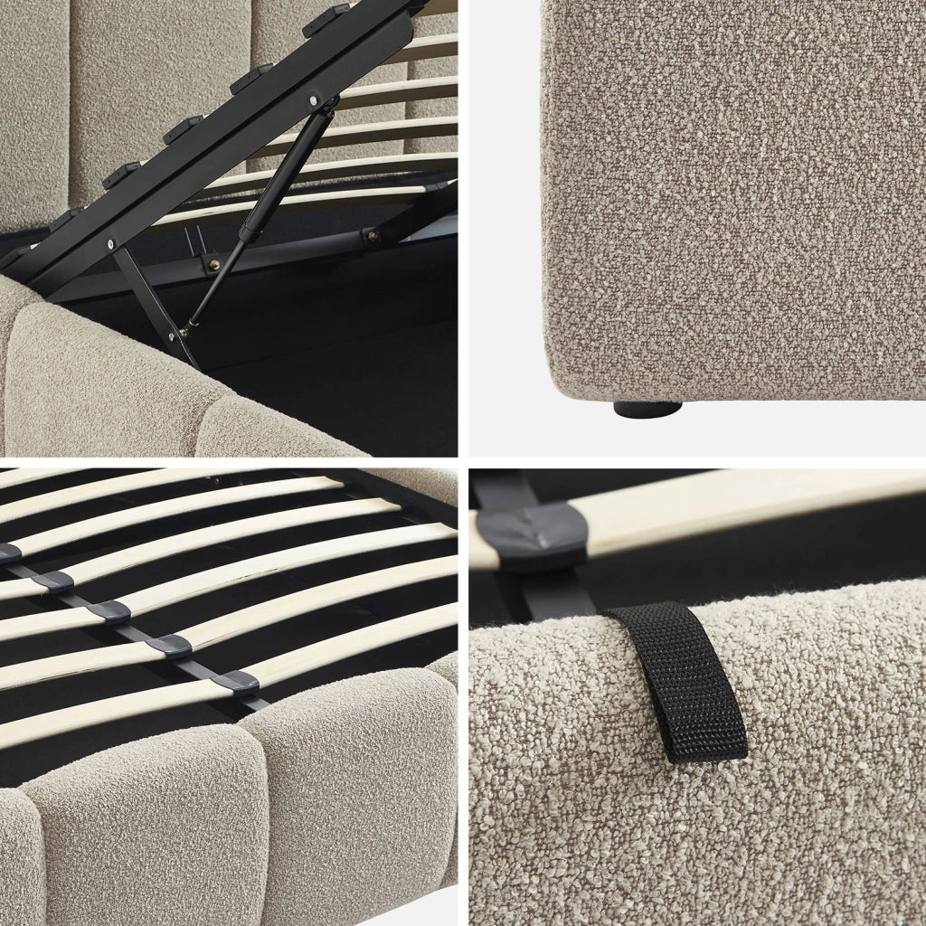 Struttura letto con contenitore e testiera 140cmx190cm, imbottita