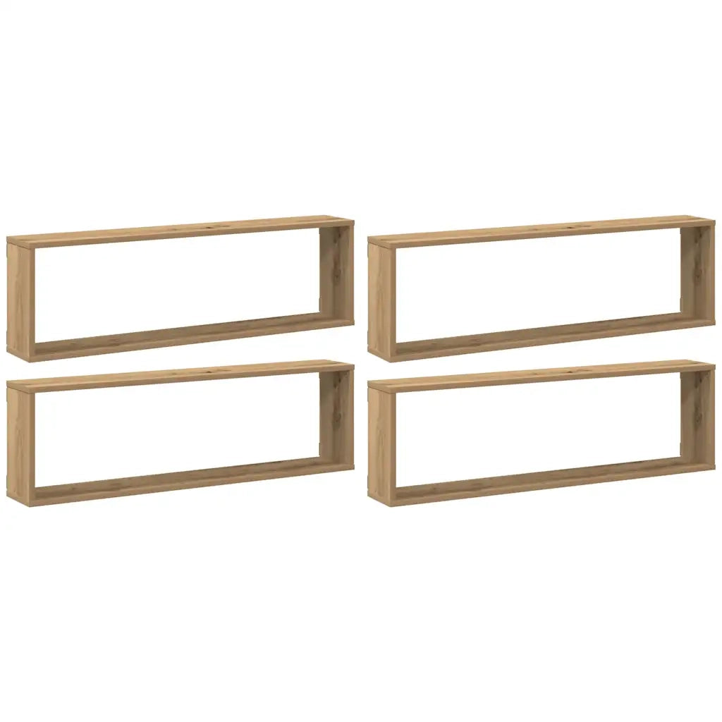 4 pz Mensole Parete | Mensola sospesa a Cubo Artigianale 100x15x30 cm Truciolato