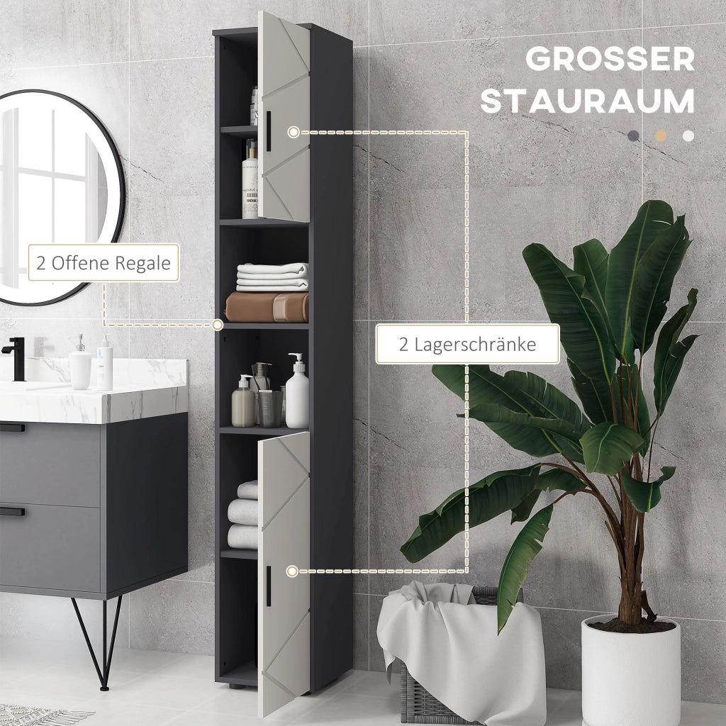 Armadietto Bagno con Ripiani Regolabili ¨C Zephmum ¨C Multistrato Grigio 30x30x Alto