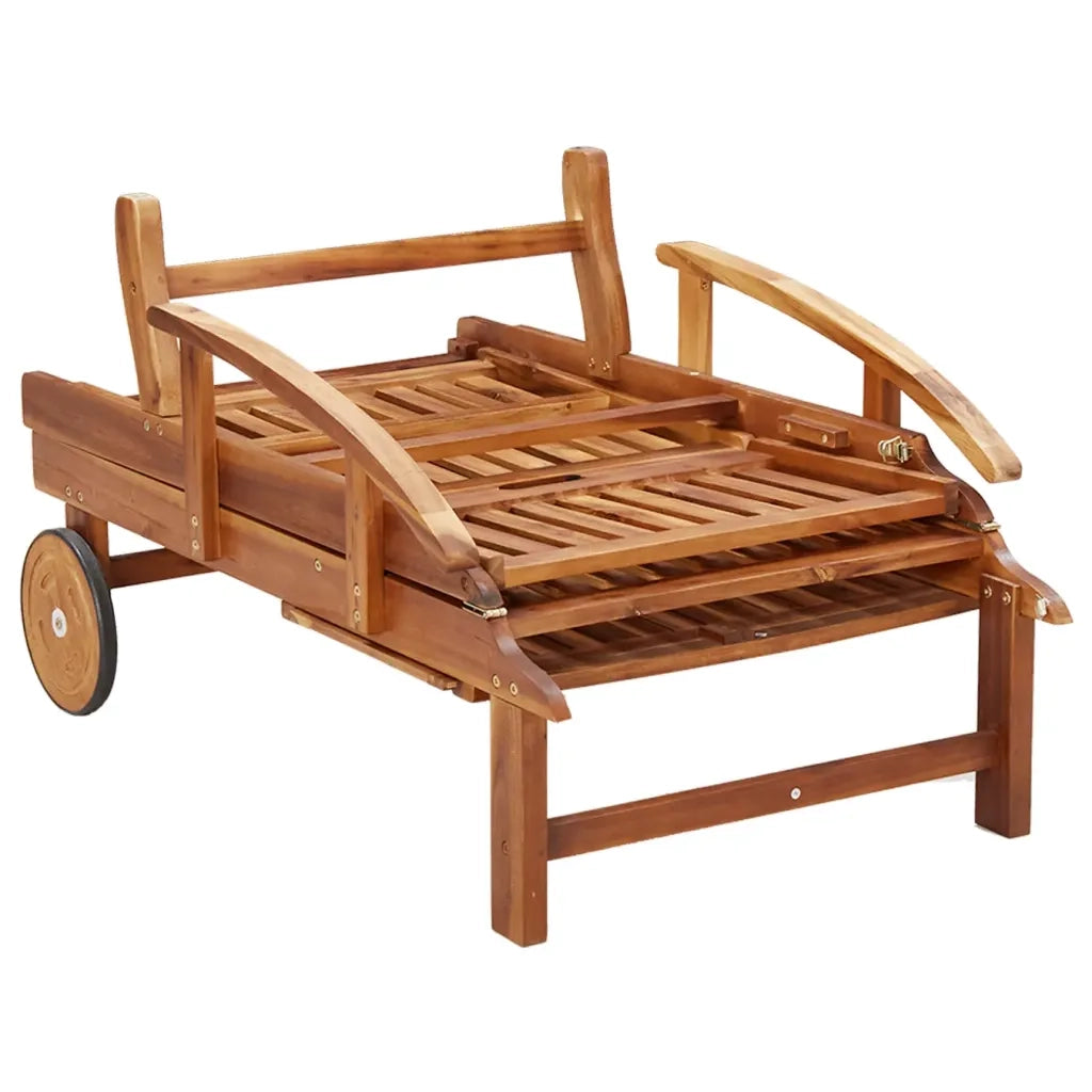 Set Lettino Prendisole con Tavolo 2 pz Legno di Massello Acacia  cod mxl 17718