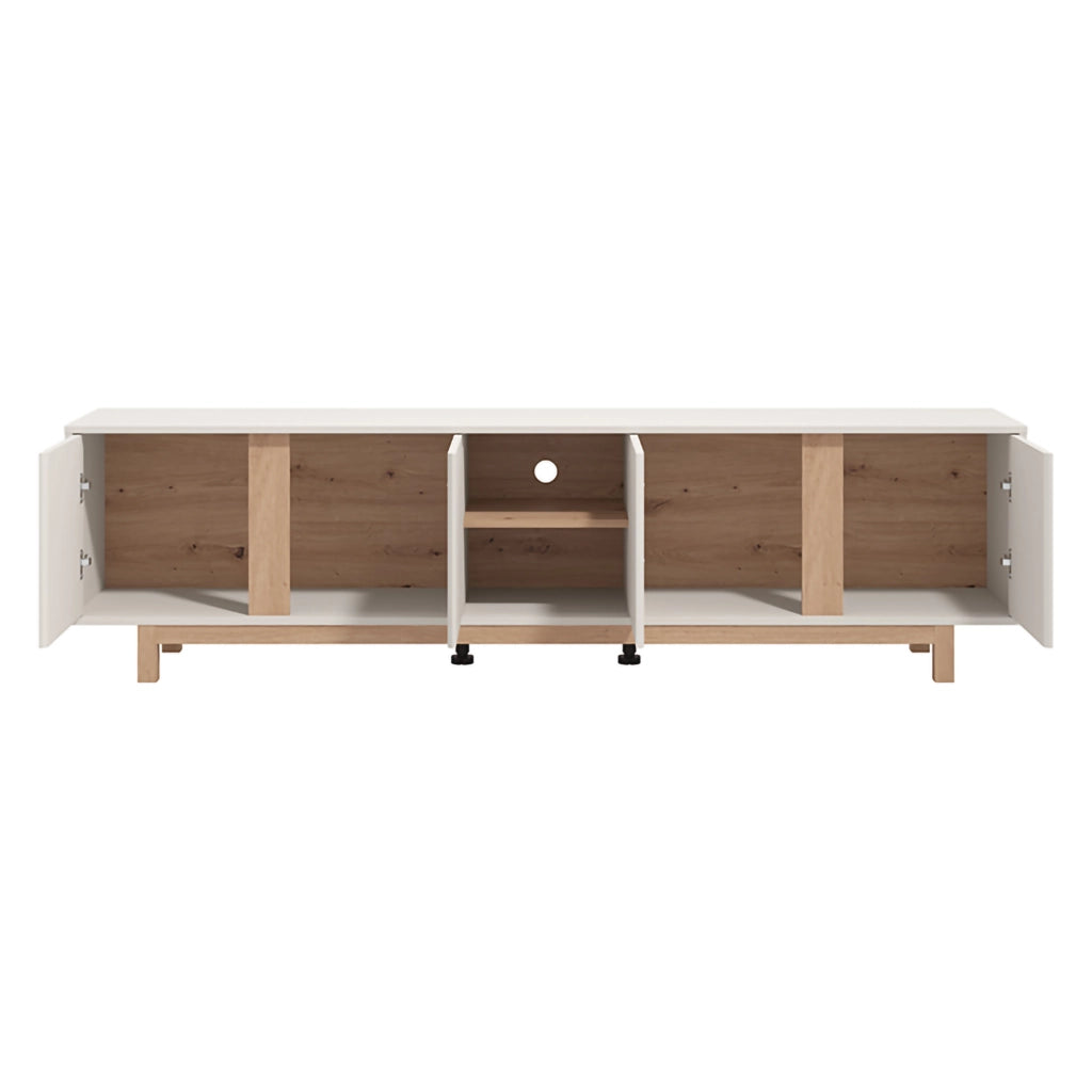 Capaci, Mobile Porta tv 2 Ripiani, 202x40x54h cm Bianco Crema