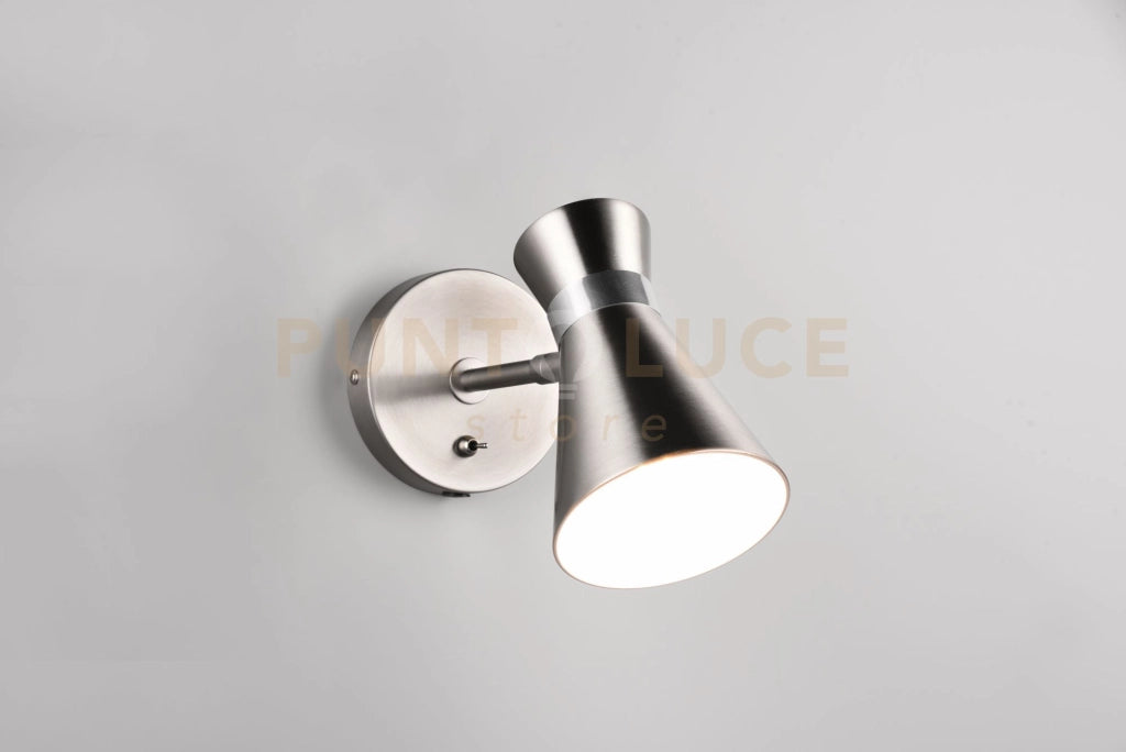 ENZO APPLIQUE DOPPIO CONO METALLO ACCIAIO SATINATO H. 16,5CM 1 LUCE ATTACCO E27