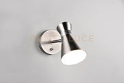 ENZO APPLIQUE DOPPIO CONO METALLO ACCIAIO SATINATO H. 16,5CM 1 LUCE ATTACCO E27