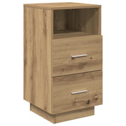Comodino | Armadio da Notte | Mobiletto da notte con 2 Cassetti Rovere Artigianale 36x36x68 cm