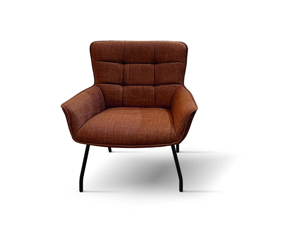 Poltrona moderna design imbottita tessuto arancione 81x70x85 - Mobili 2G