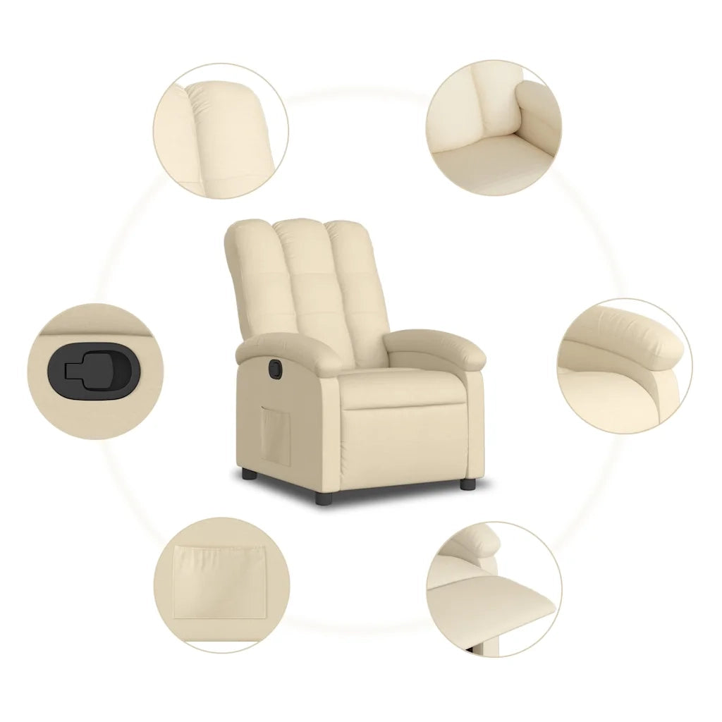 Divano Sedia-Poltrona reclinabile in tessuto color crema 360150