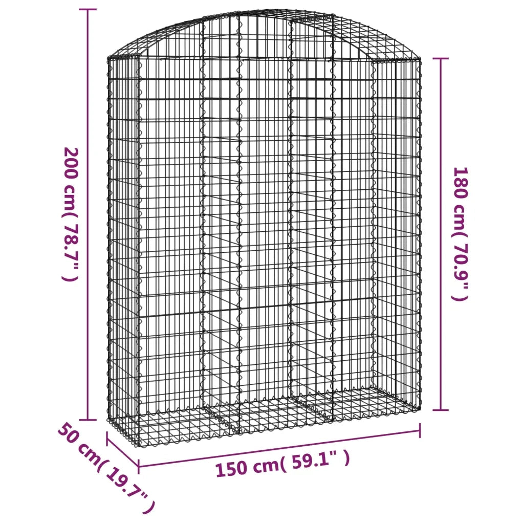 Cesto Gabbione ad Arco 150x50x180/200 cm Ferro Zincato 153459