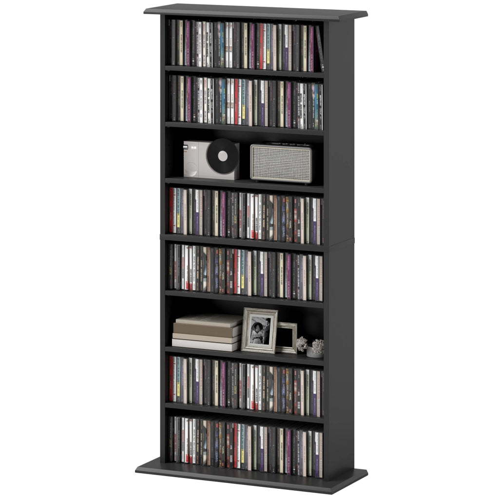 Scaffale per CD e DVD con 6 Ripiani Regolabili ¨C zephmum ¨C Nero 58x24x124.5 cm