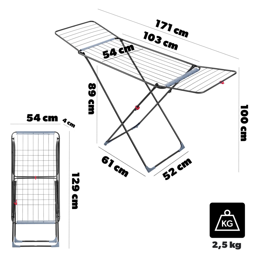 Stendibiancheria verticale KADAX, stabile, 18 m, pieghevole, grande