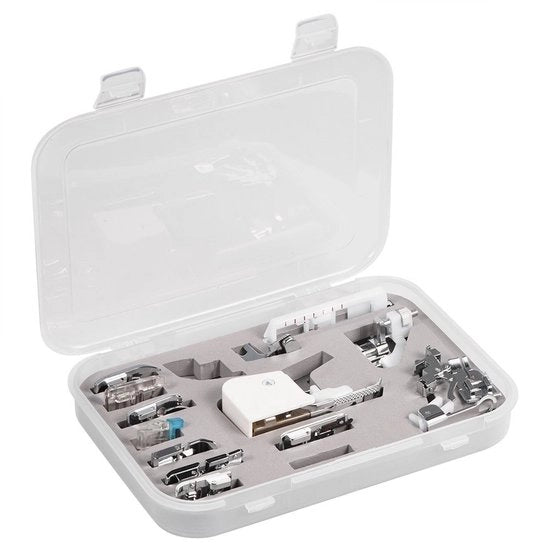 Set di 15 accessori per macchina da cucire - Accessori per macchina da cucire multifunzionali - Universali - Duraturo - Scatola di conservazione premium - Accessori per macchina da cucire