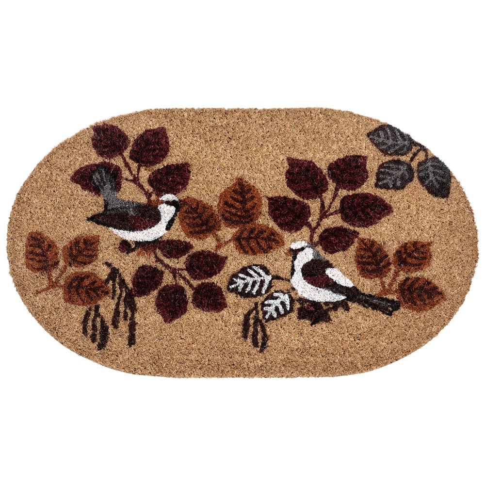 Zerbino Fibra di cocco naturale Retro in PVC Antiscivolo 45 x 75 cm Motivo a uccelli Decorazione moderna per interni ed esterni