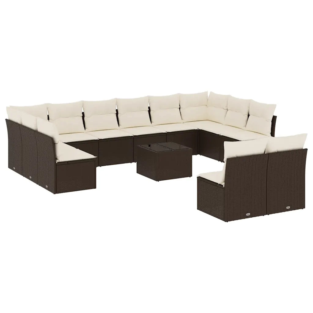 Set Divani da Giardino 13 pz con Cuscini Marrone in Polyrattan 3218383