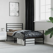 Letto singolo | Letto per adulti | Giroletto con Testiera e Pediera Metallo Nero 107x203 cm