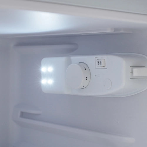 Frigorifero retrò; frigorifero a doppia porta; volume totale 72L; congelatore 21L; luce LED; efficiente energetico; giallo