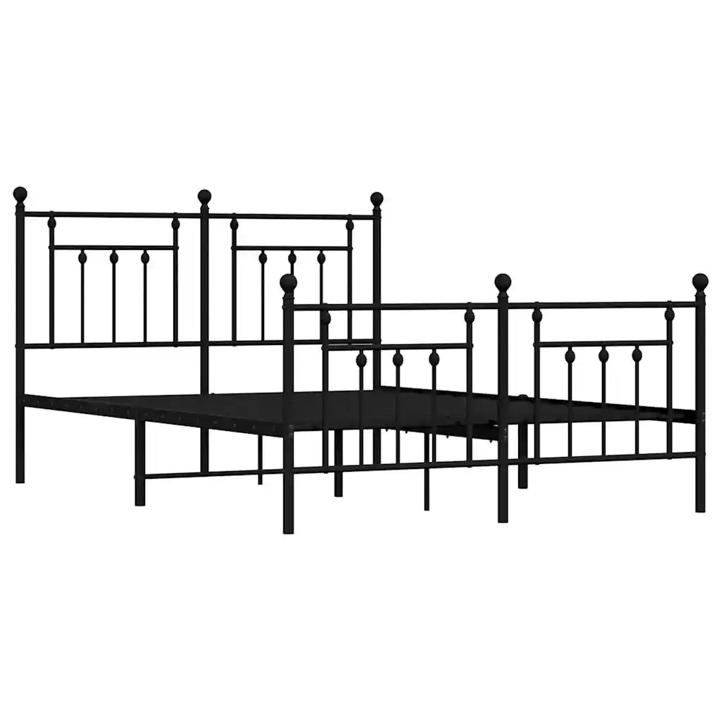 Giroletto con Testiera e Pediera-Struttura Letto Metallo Nero 140x190 cm 758054