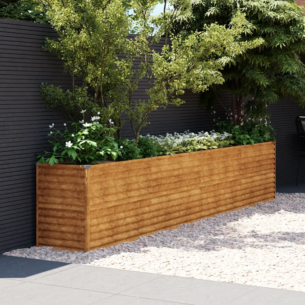Letto rialzato da giardino 385x50x69 cm in acciaio Corten 151987