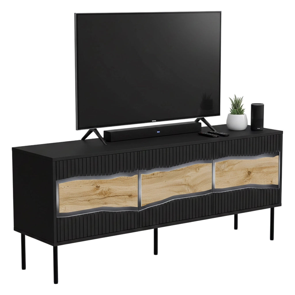 Novolin, Mobile Porta tv un Ripiano, 143.5x40x61.5h cm Nero