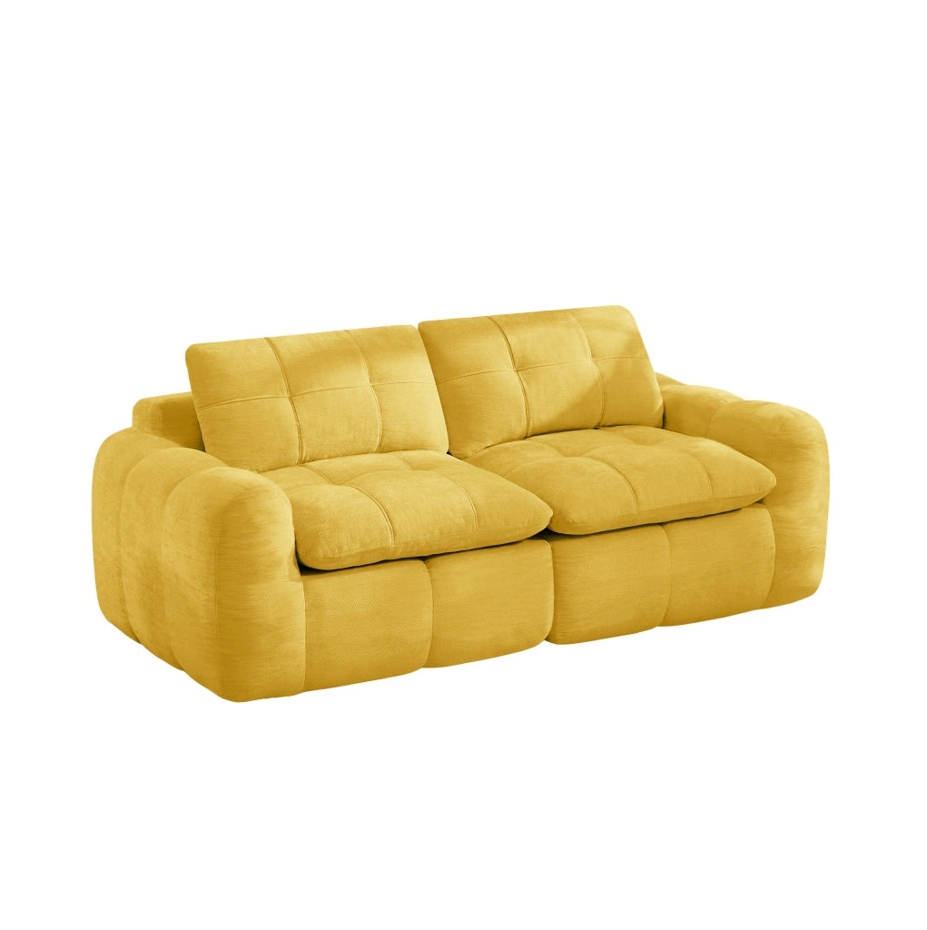 Divano modulare 2 posti 194x97 cm giallo in ciniglia; senza montaggio