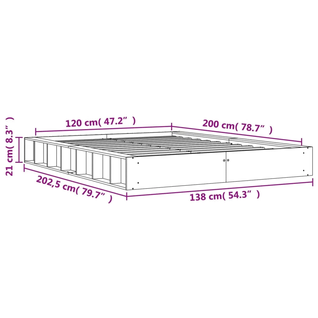 Letto senza Materasso Marrone Cera 120x200 cm in Legno di Pino 844429