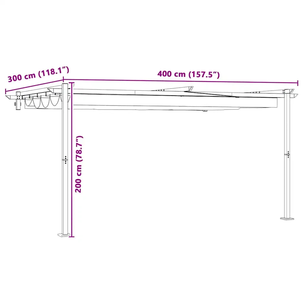 vidaXL Gazebo a Muro Crema Acciaio