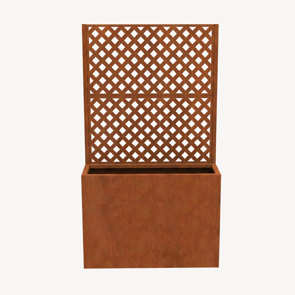 Fioriera Alta con Spalliera Malja in Acciaio Corten 146 x 83 x 31 cm - Marrone Ossidato casa.pro