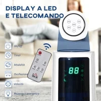 Ventilatore a Torre 50W a 3 Modalità e 3 Velocità con Timer da 12h, in ABS, Ø32x118.2 cm, Bianco