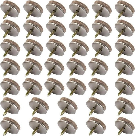 Vilt per protezione dei piedi dei mobili - Pacchetto da 40 pezzi con gommini di protezione per pavimenti 28 mm di diametro, con velluto 5 mm di spessore, ideali per proteggere le gambe dei mobili con facilità, da montare con viti (WK 02130)