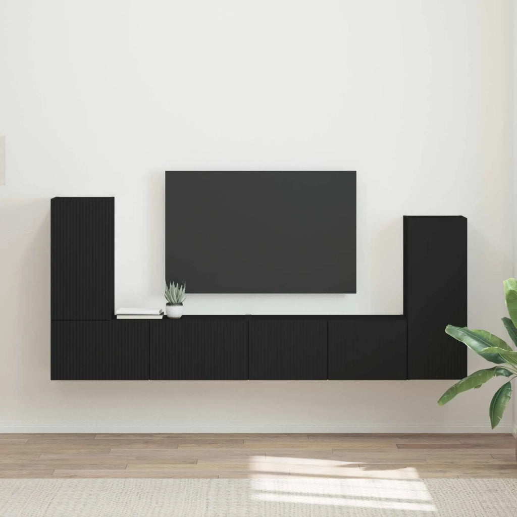 Set mobile TV 4 pcs Nero Legno multistrato 3409115