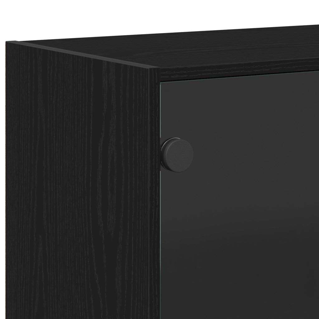 Highboard con Ante Rovere Nero 68x37x142 cm Legno ingegnerizzato