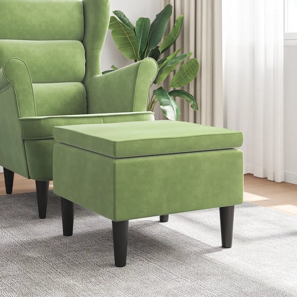 Poggiapiedi con Gambe in Legno Verde Chiaro in Velluto cod mxl 45260