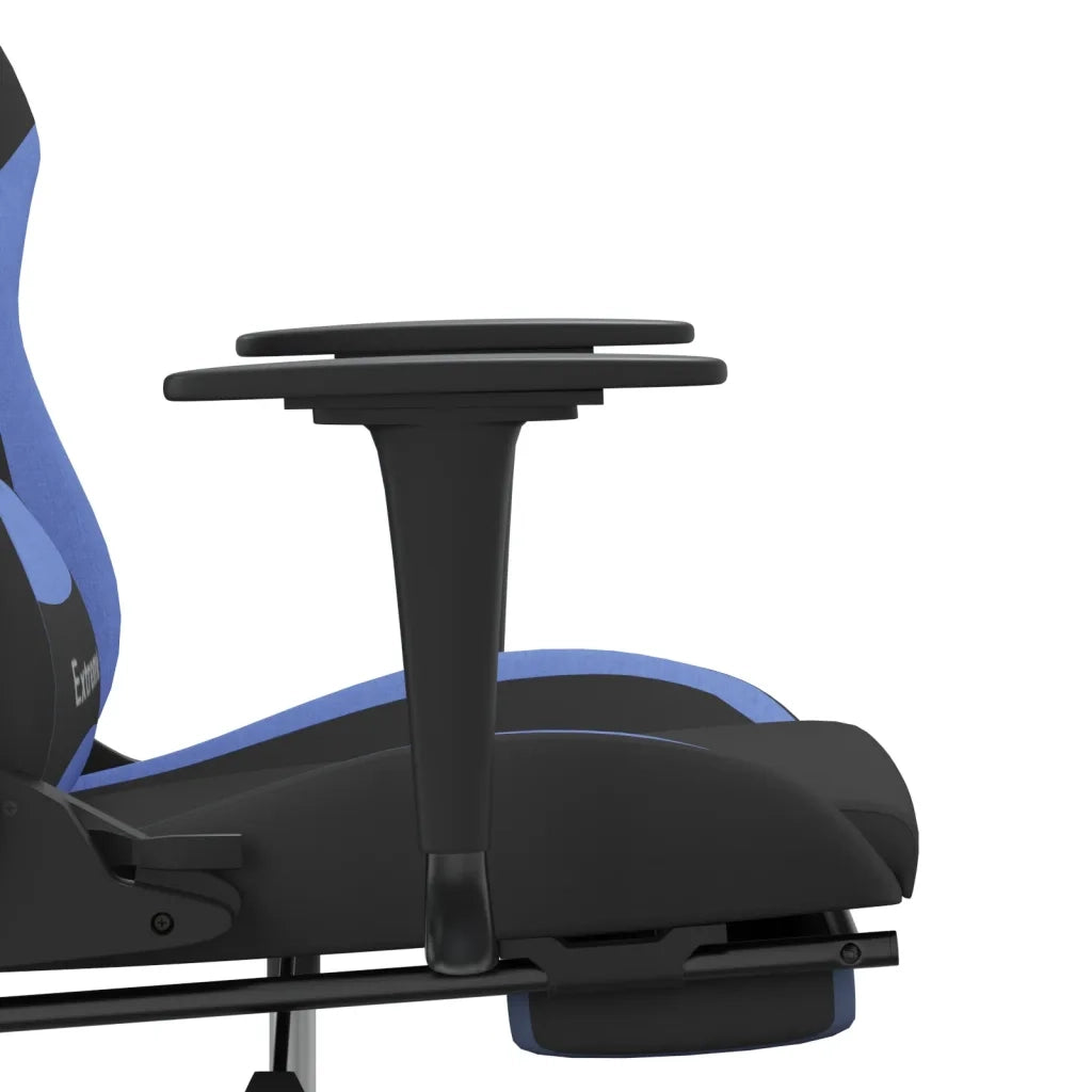 Sedia da Gaming | Sedia da e-sports Massaggio e Poggiapiedi in Tessuto Nero e Blu