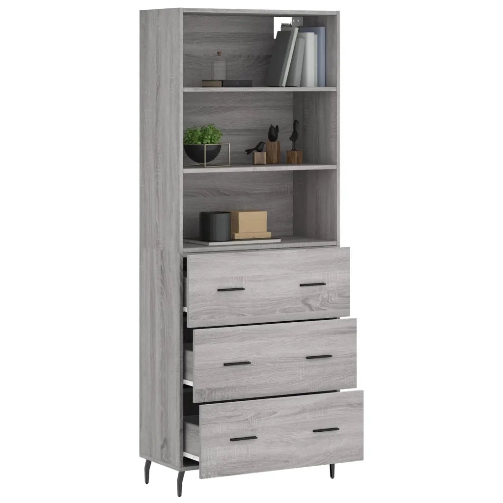 Credenza-Buffet-Armadio da cucina Grigio Sonoma 69,5x34x180 cm in Legno Multistrato 224971