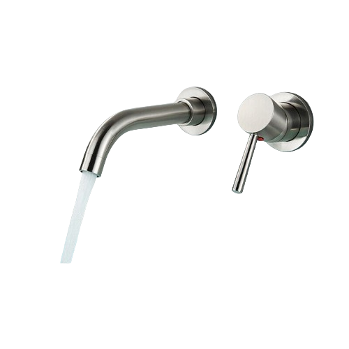 NAVIS | Rubinetto da bagno montaggio a parete in 2 parti argento|miscelatore semplice in acciaio inox  montaggio a parete per lavabo per hotel