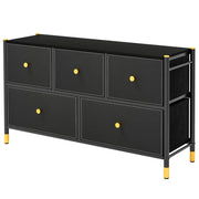 Com¨° per camera da letto con struttura metallica e cassettone, Unit¨¤ organizzatore da terra con cesti Nero 100x30x58,5cm-Cassettiere