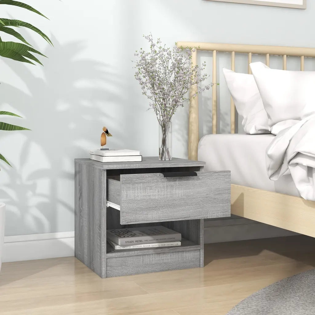 Set di 2 Comodini | Armadio da Notte | Mobiletto da notte Grigio Sonoma in Legno Multistrato