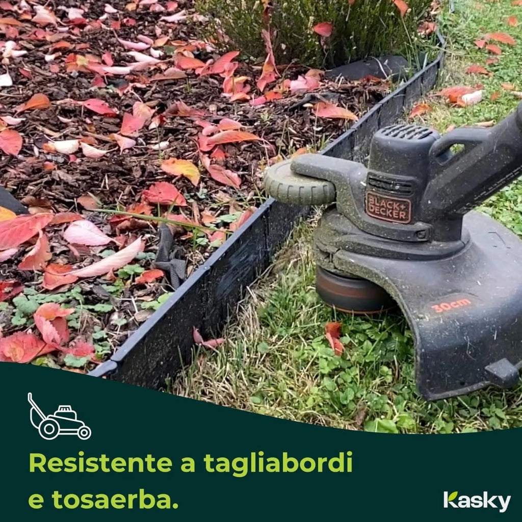 Bordura per Giardino Facile da Montare - È Sufficiente Martellarlo, Nessuna Trincea da Scavare - Bordatura per Aiuola Molto Stabile e Flessibile - Bordo in Plastica Riciclata - 10,7 m