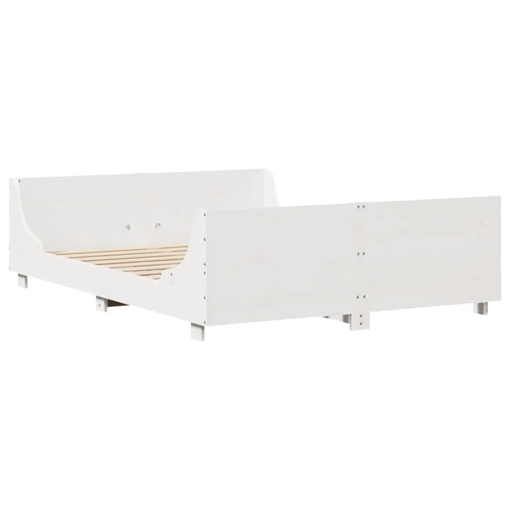 Letto matrimoniale | Letto per adulti | Letto senza Materasso Bianco 120x200 cm Legno Massello di Pino