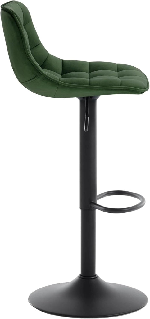 Set di 2 Sgabelli da Bar per Casa Moderni Sgabelli Cucina Girevoli con Poggiapiedi, in Velluto Verde Scuro BH273dgn-2