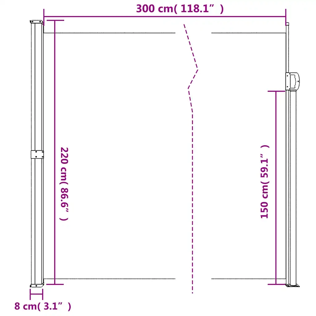 Tenda da Sole Laterale Retrattile Beige 220x300 cm 4004375