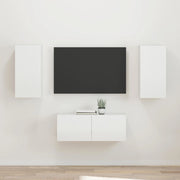 Set mobile TV 2 pz-Credenza per TV Bianco Lucido Legno multistrato 694528
