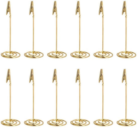 12 pezzi di supporto per fermacarte in oro, fotocamera, clip per documenti per decorazioni di compleanni e matrimoni