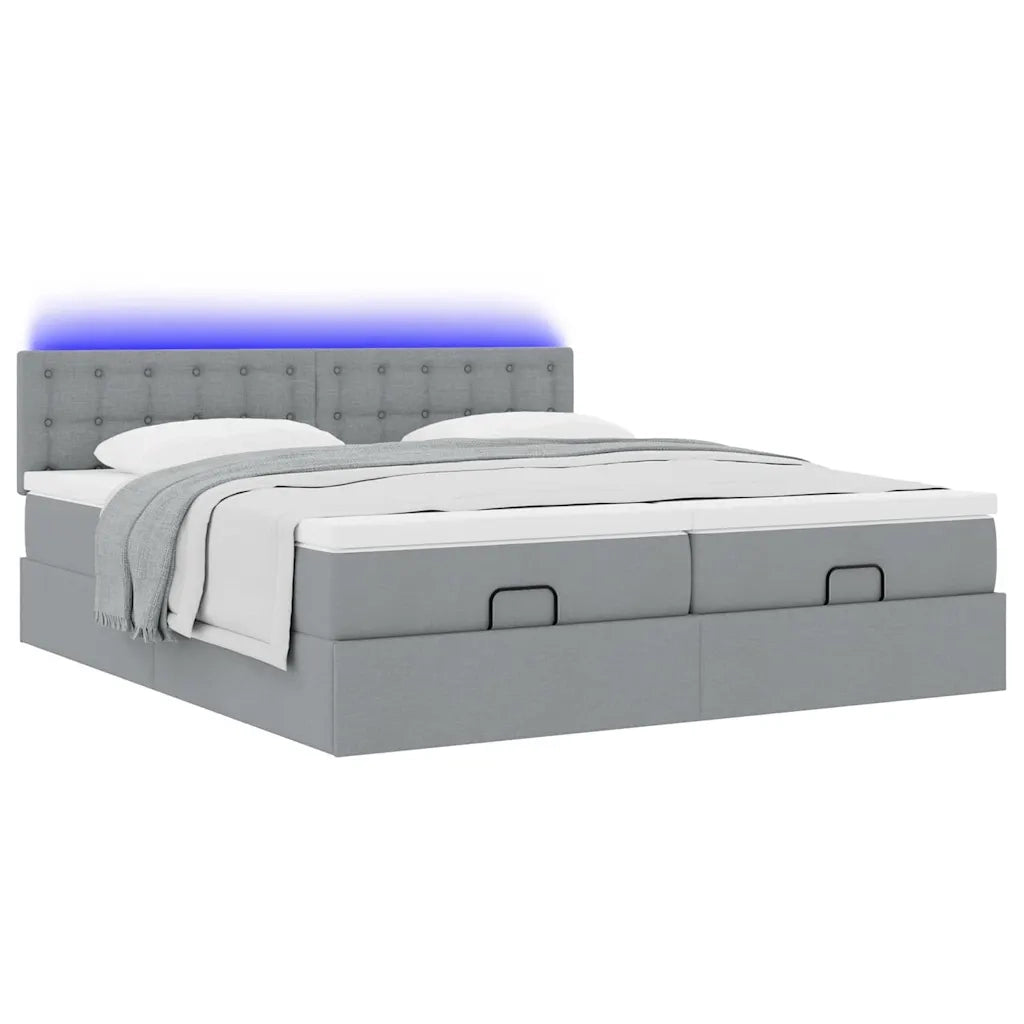 Struttura Letto Pouf con Materassi 200x200 cm in Tessuto