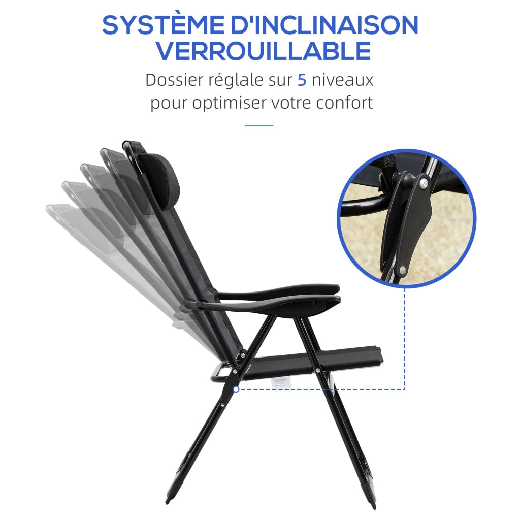 Sedia da giardino pieghevole ¨C Minimal ¨C nero, tessuto Oxford Textilene, schienale regolabile