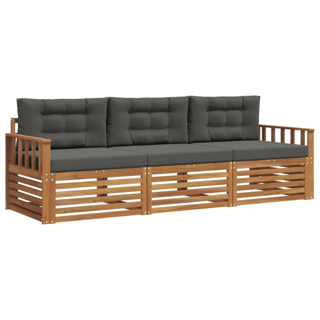 Set di divani da esterno con cuscino 3 pcs Naturale e Antracite 3372932