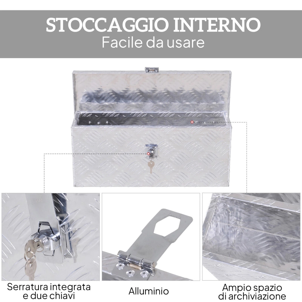 Cassetta Portautensili da 2 kg 50x15,5x20,5 cm con Chiusura a Chiave In Alluminio