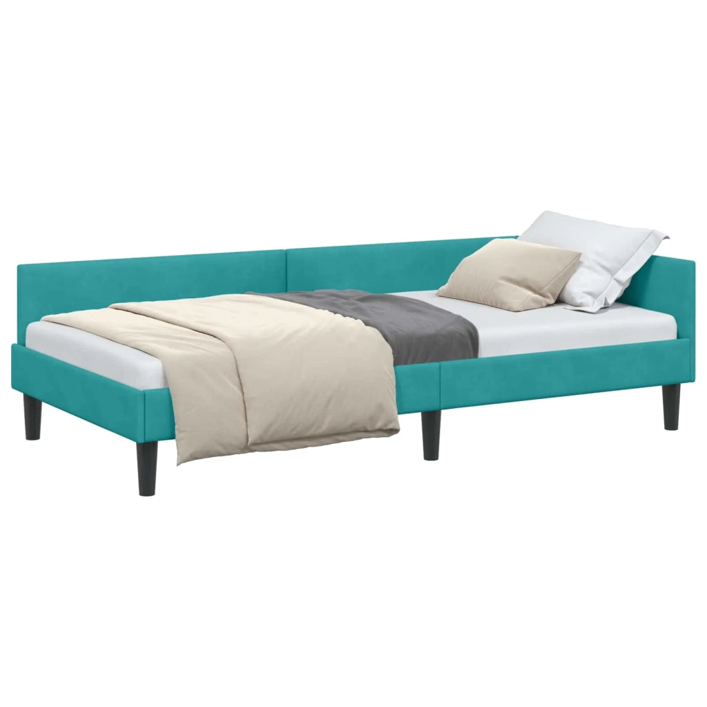 Cornice del letto ad angolo Turchese 80 cm x 200 cm Velluto 42016142