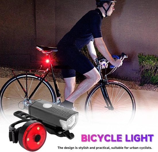 Illuminazione per bicicletta Adatta per davanti e dietro, set di illuminazione per bicicletta caricabile via USB