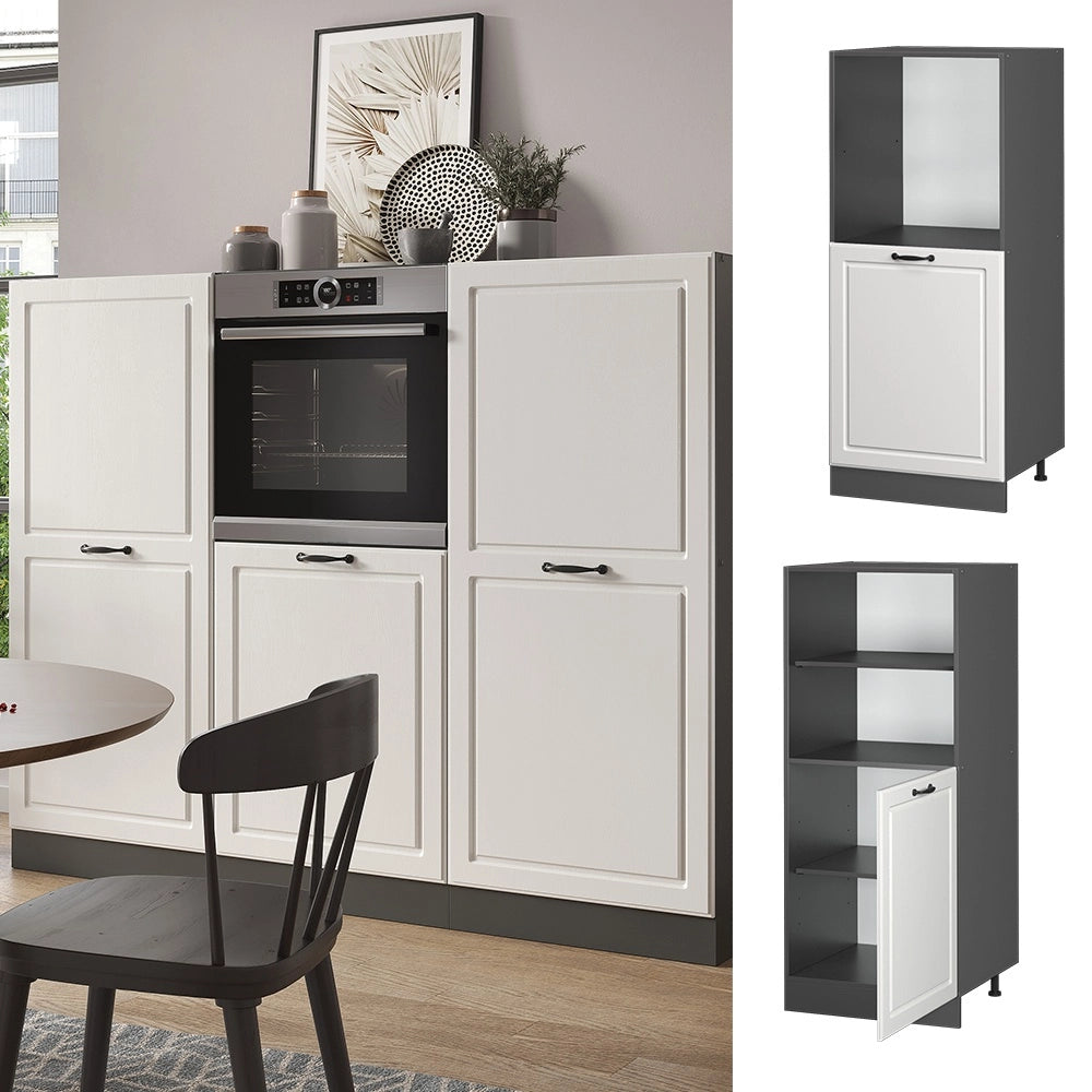 Mobile per forno da incasso R-Line Bianco rustico/Antracite 60 cm Vicco